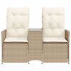 vidaXL Reclining Garden Sofa 2-Seater with Table Beige Poly Rattan