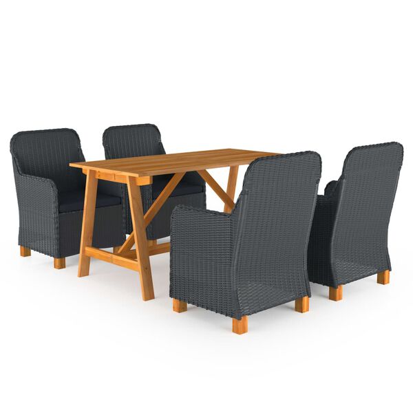 vidaXL 5 Piece Garden Dining Set Dark Grey