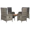 vidaXL 5 Piece Garden Dining Set with Cushions Grey Poly Rattan