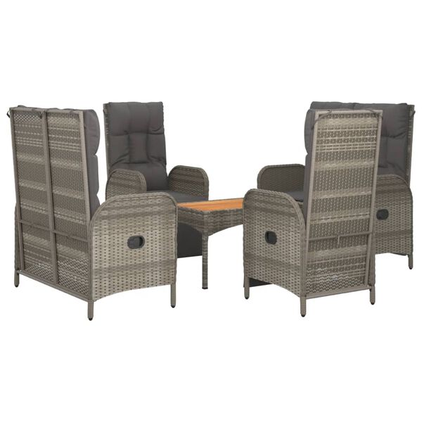 vidaXL 5 Piece Garden Dining Set with Cushions Grey Poly Rattan