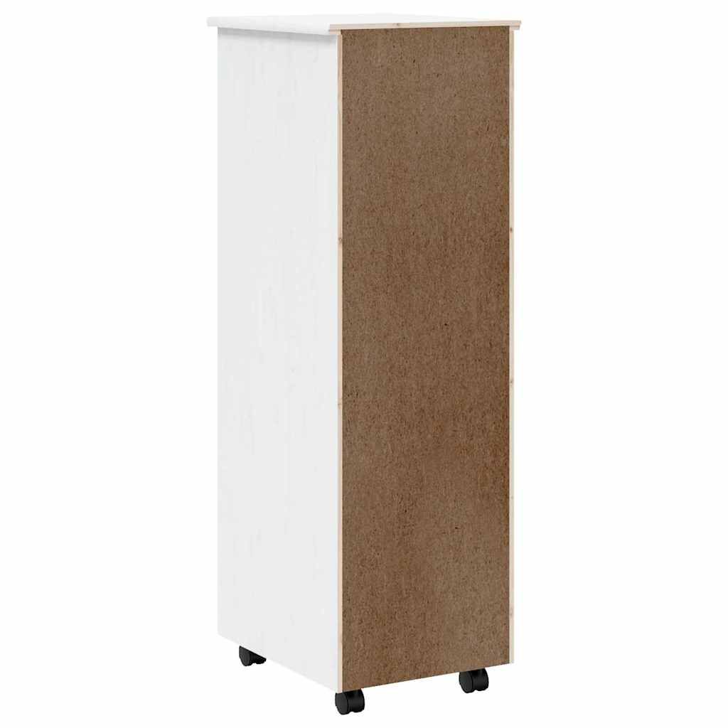 vidaXL Rolling Cabinet with Drawers MOSS White Solid Wood Pine