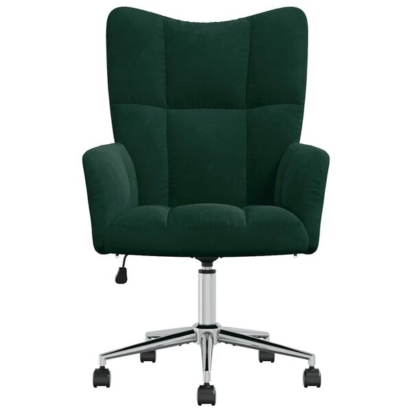vidaXL Relaxing Chair Dark Green Velvet
