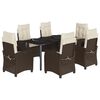 vidaXL 7 Piece Garden Dining Set with Cushions Brown Poly Rattan