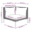 vidaXL 3 Piece Garden Lounge Set Dark Grey Half Round Poly Rattan