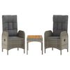 vidaXL 4 Piece Garden Dining Set with Cushions Grey Poly Rattan