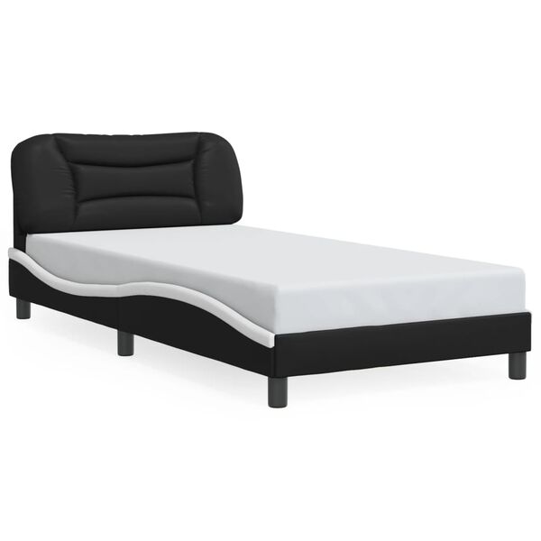 vidaXL Bed Frame without Mattress "Hvar" Black and White 100x203 cm Faux Leather