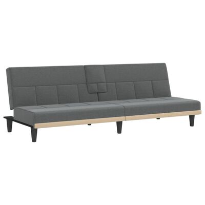 vidaXL Sofa Bed with Cup Holders Dark Grey Fabric