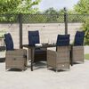 vidaXL Table and Chair Set with Cushion 5 pcs Grey PE Rattan