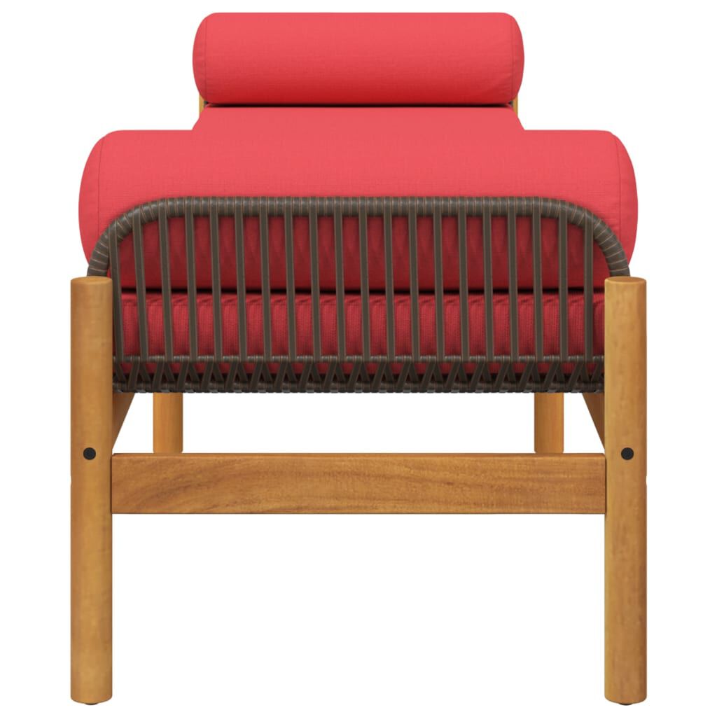 vidaXL Garden Bench with Cushion Brown Poly Rattan Acacia