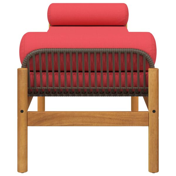 vidaXL Garden Bench with Cushion Brown Poly Rattan Acacia