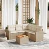 vidaXL 6 Piece Garden Sofa Set with Cushions Beige Poly Rattan