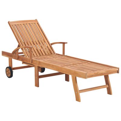 vidaXL Sun Lounger with Anthracite Cushion Solid Teak Wood