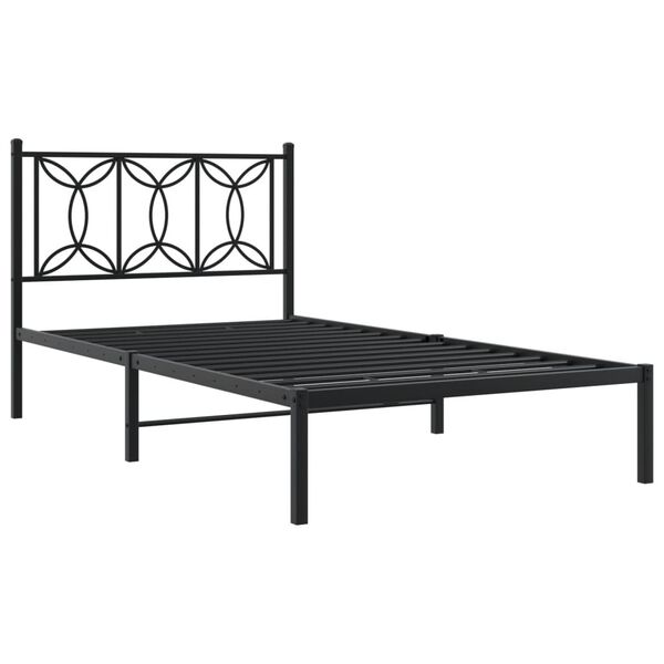 vidaXL Metal Bed Frame without Mattress with Headboard Black 100x200cm