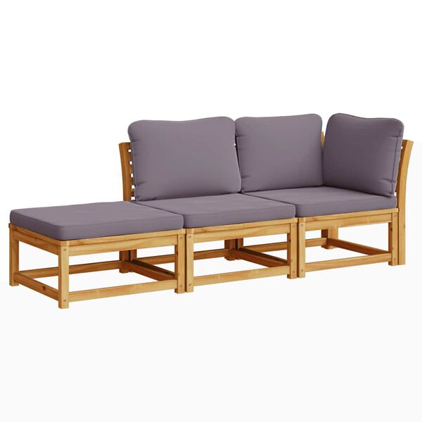 vidaXL 3 Piece Garden Lounge Set with Cushions Solid Wood Acacia