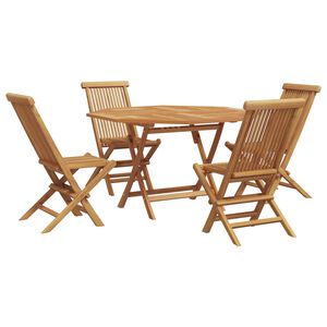 vidaXL Garden Dining Set Folding 5 pcs Brown Solid Teak Wood