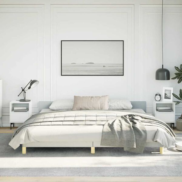vidaXL Bed Frame without Mattress Dark Grey King Fabric