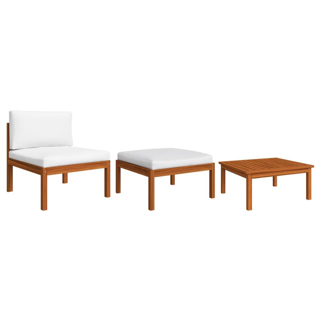 vidaXL 3 Piece Garden Lounge Set with Cushions Wood Acacia&Rope