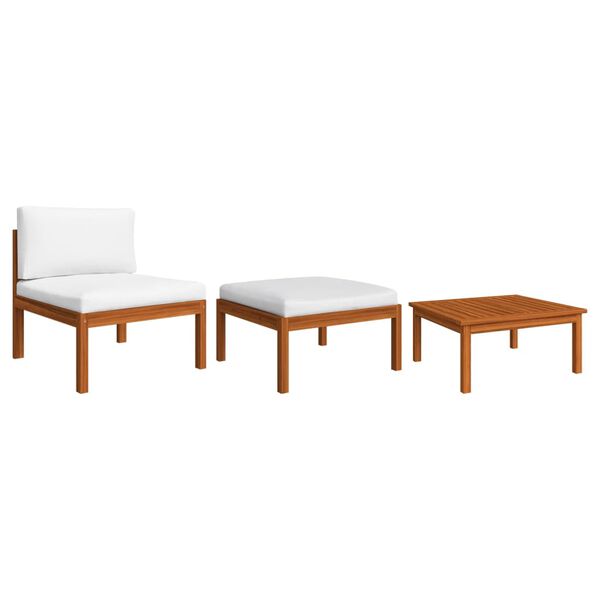 vidaXL 3 Piece Garden Lounge Set with Cushions Wood Acacia&Rope