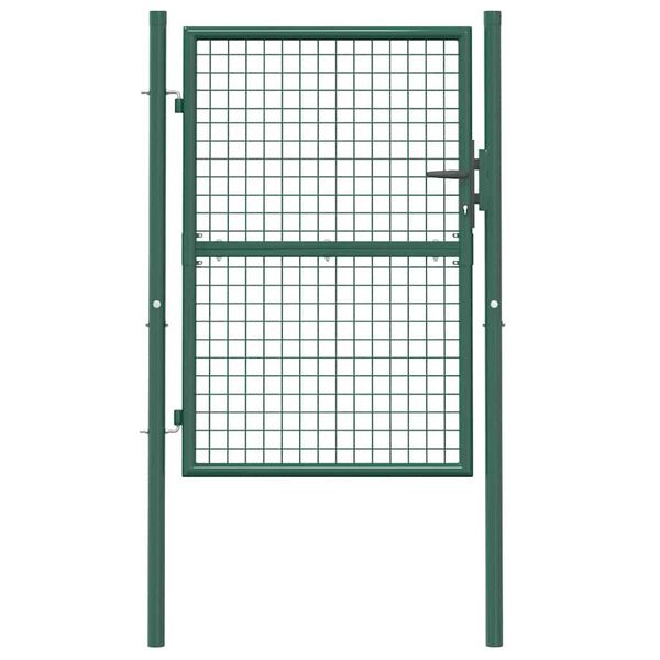 vidaXL Fence Gate Steel 100x125 cm Green