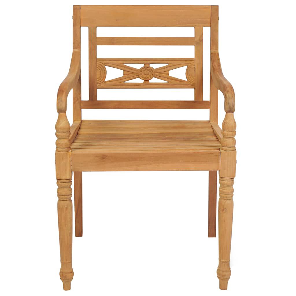 vidaXL Batavia Chairs 2 pcs with Beige Cushions Solid Teak Wood