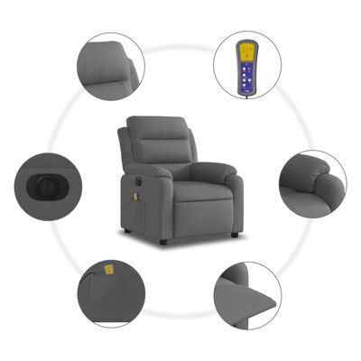 vidaXL Electric Massage Recliner Chair Dark Grey Fabric