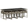 vidaXL 9 Piece Garden Dining Set with Cushions Grey Poly Rattan