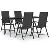 vidaXL 5 Piece Garden Dining Set Black Poly Rattan