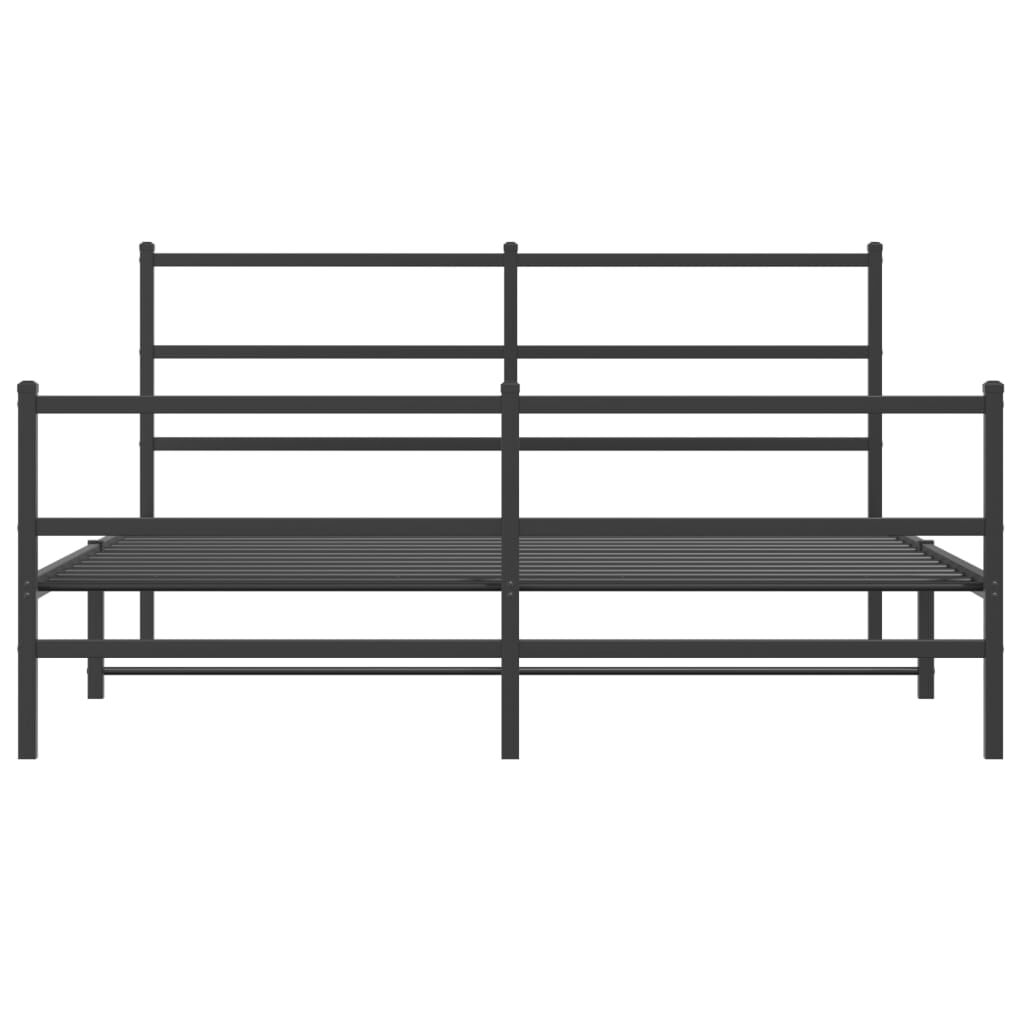 vidaXL Metal Bed Frame without Mattress with Footboard Black 150x200cm
