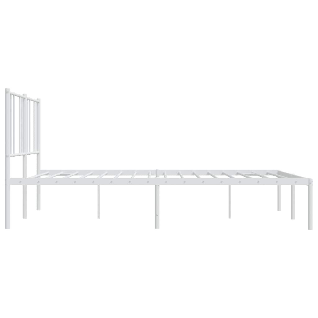 vidaXL Metal Bed Frame without Mattress with Headboard White 183x213cm