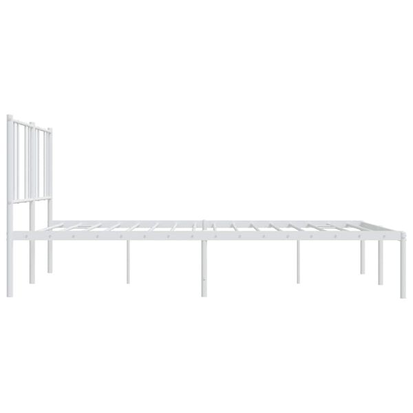 vidaXL Metal Bed Frame without Mattress with Headboard White 183x213cm