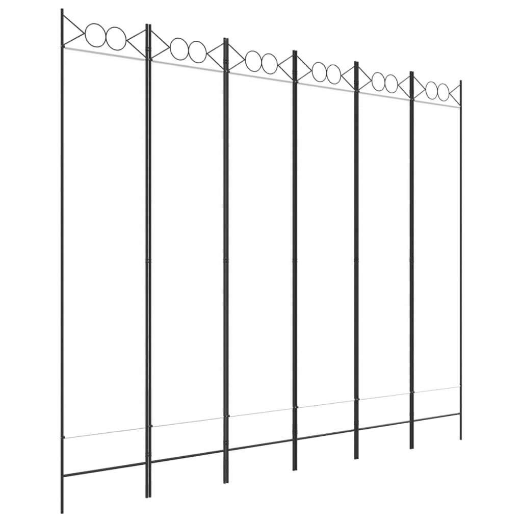 vidaXL 6-Panel Room Divider White 240x200 cm Fabric