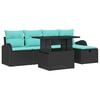 vidaXL Garden Sofa Set with Cushion 6 pcs Black Poly rattan