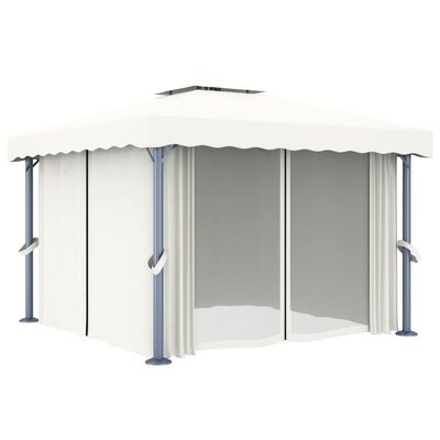 vidaXL Gazebo with Curtain 3x3 m Cream White Aluminium