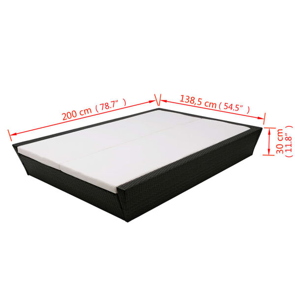 vidaXL Outdoor Lounge Bed with Cushion Poly Rattan Black