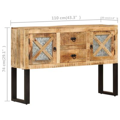 vidaXL Sideboard 110x30x74 cm Rough Mango Wood
