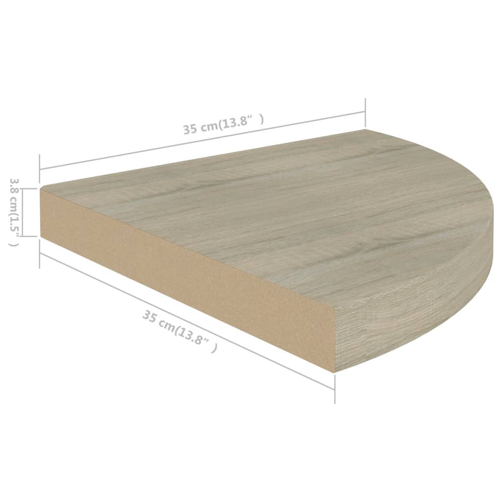 vidaXL Floating Corner Shelves 4 pcs Oak 35x35x3.8 cm MDF