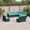 vidaXL 11 Piece Garden Sofa Set with Cushions Black Poly Rattan