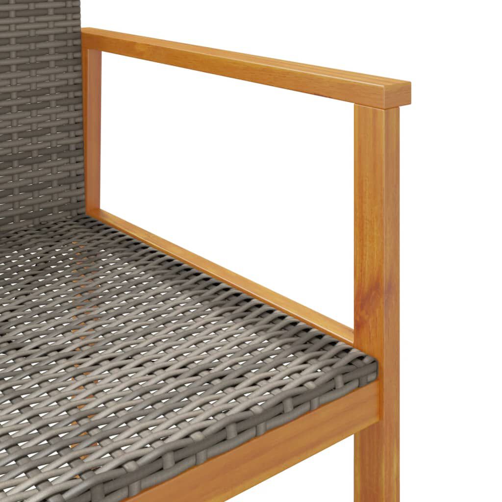 vidaXL Garden Chairs 2 pcs Grey Poly Rattan&Solid Wood