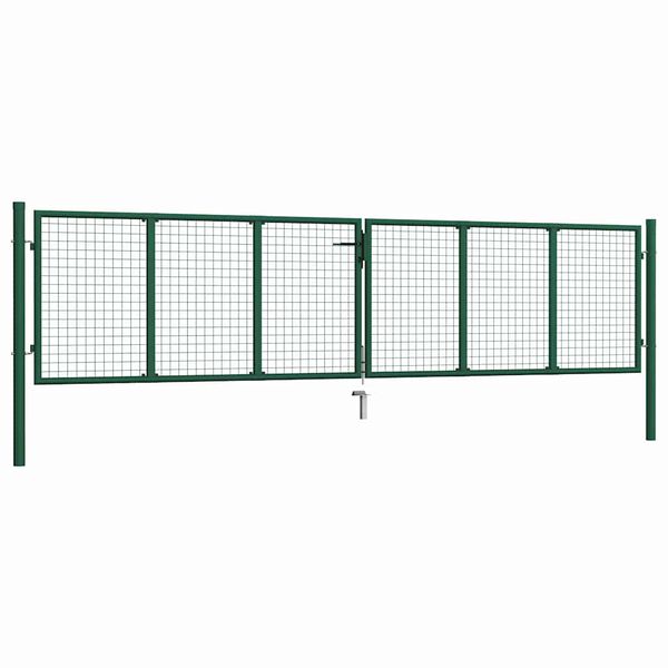 vidaXL Mesh Garden Gate Steel 400x100 cm Green