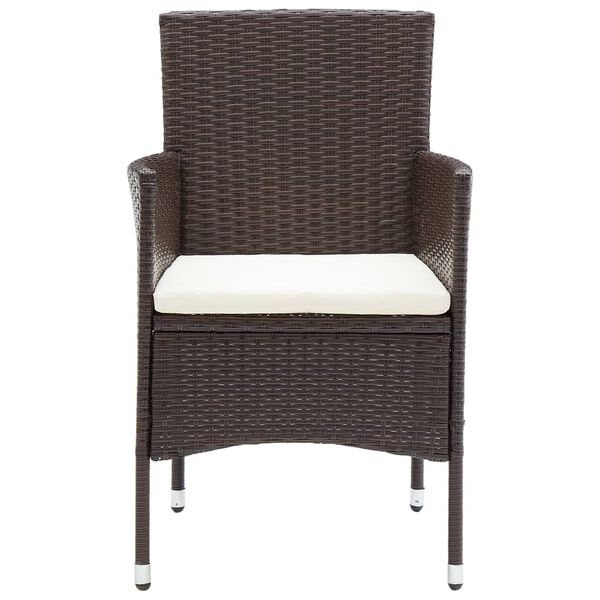 vidaXL Garden Dining Chairs 2 pcs Poly Rattan Brown