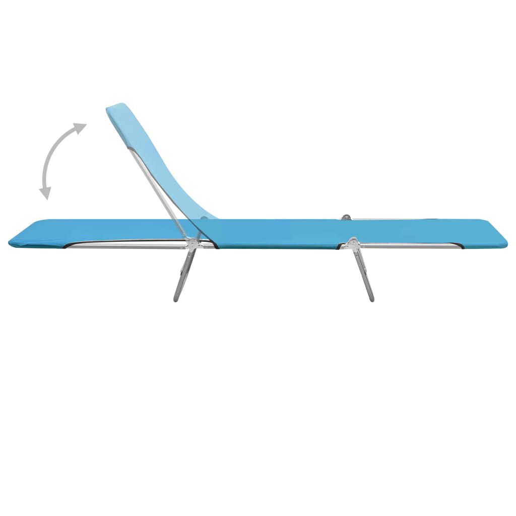 vidaXL Folding Sun Loungers 2 pcs Steel and Fabric Blue