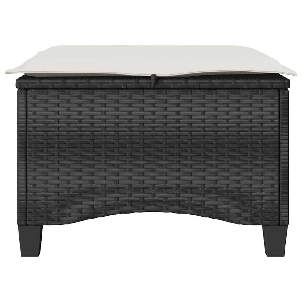 vidaXL Garden Stools with Cushions 2 pcs Black 55x55x36 cm Poly Rattan