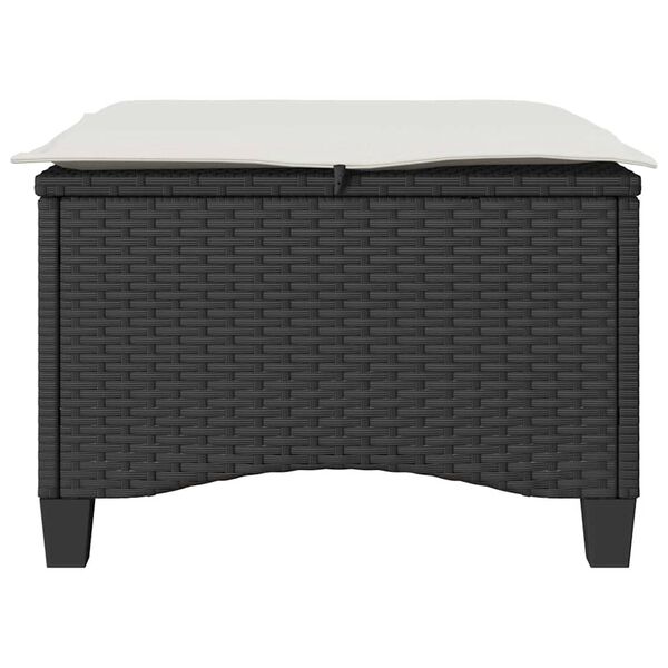 vidaXL Garden Stools with Cushions 2 pcs Black 55x55x36 cm Poly Rattan
