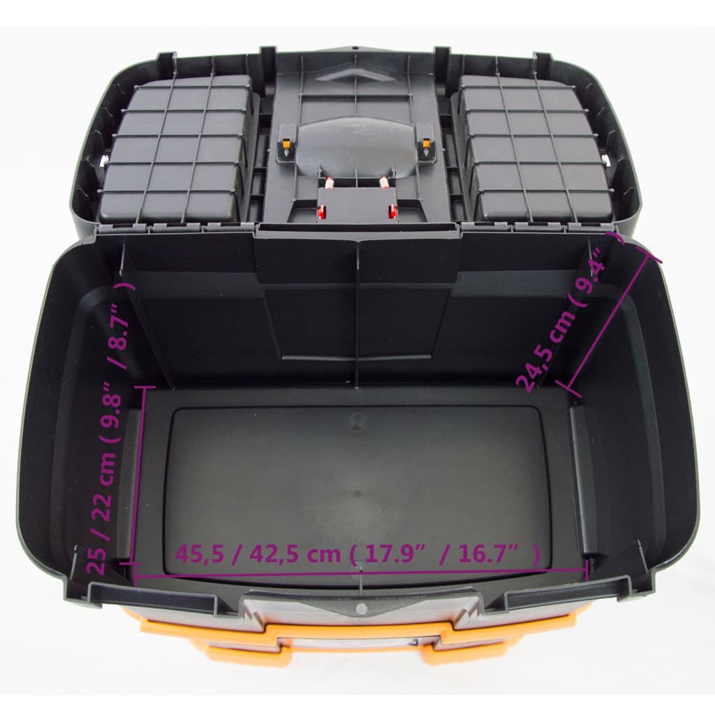 vidaXL Rolling Tool Box 460x280x677 mm PP