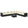 vidaXL 9 Piece Garden Lounge Set with Cushions Poly Rattan Black