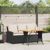 vidaXL Garden Sofa 3-Seater with Cushions&Table Black Poly Rattan