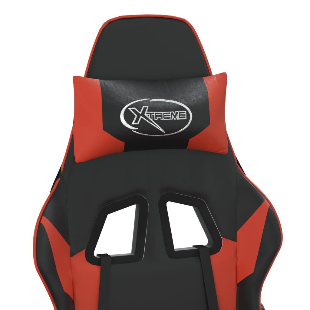 vidaXL Gaming Chair with Footrest Black and Red Faux Leather