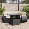 vidaXL 5 Piece Garden Sofa Set with Cushions Black Poly Rattan