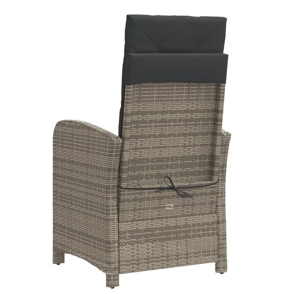 vidaXL Reclining Garden Chair with Footrest Grey Poly Rattan
