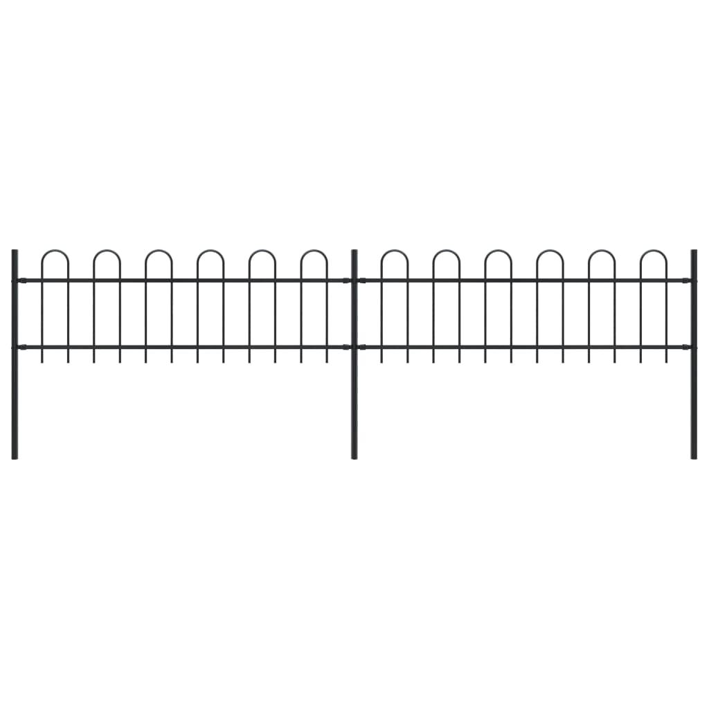 vidaXL Garden Fence with Hoop Top Steel 3.4x0.6 m Black